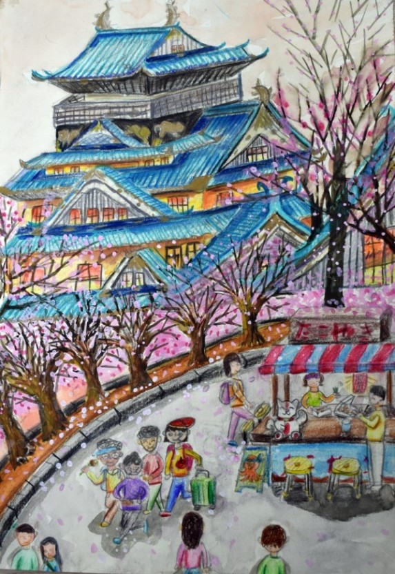 어린이 그림 콩쿠르에서 저학년부 금상김진하(백록초, 3) 학생의 '일본 여행의 추억'.