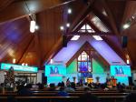 미국 하와이 호놀룰루에 위치한 그리스도연합감리교회에서 예배가 진행되고 있는 모습.